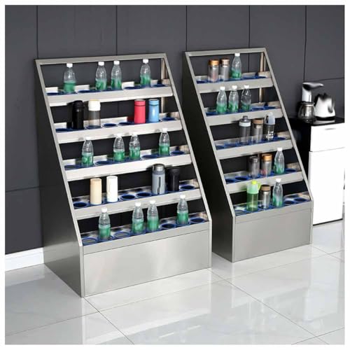LXHELIVERY Edelstahl-Wasserflaschen-Organizer - Küchengeschirr-Aufbewahrungsregal Mitarbeiter-Becherschrank Für Die Küche, Fabrikparty(65x59x125 cm) von LXHELIVERY