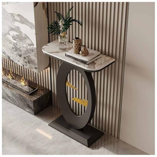 LXHELIVERY Konsolentisch Für Den Eingangsbereich – Schmaler Konsolentisch Mit Metallgestell – Eingangstisch Mit Stauraum Für Eingangsbereich, Flur, Wohnzimmer(Black-b,50x30x75 cm) von LXHELIVERY