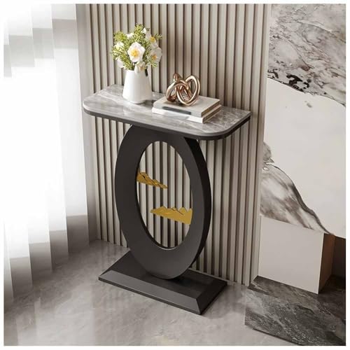 LXHELIVERY Konsolentisch Für Den Eingangsbereich – Schmaler Konsolentisch Mit Metallgestell – Eingangstisch Mit Stauraum Für Eingangsbereich, Flur, Wohnzimmer(Black-c,50x30x75 cm) von LXHELIVERY