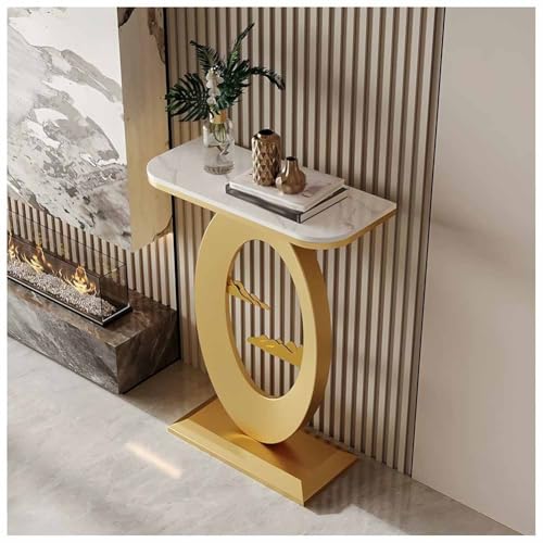 LXHELIVERY Konsolentisch Für Den Eingangsbereich – Schmaler Konsolentisch Mit Metallgestell – Eingangstisch Mit Stauraum Für Eingangsbereich, Flur, Wohnzimmer(Gold-a,60x30x75 cm) von LXHELIVERY