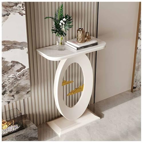 LXHELIVERY Konsolentisch Für Den Eingangsbereich – Schmaler Konsolentisch Mit Metallgestell – Eingangstisch Mit Stauraum Für Eingangsbereich, Flur, Wohnzimmer(White-a,80x30x80 cm) von LXHELIVERY
