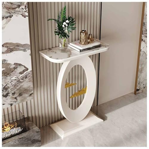 LXHELIVERY Konsolentisch Für Den Eingangsbereich – Schmaler Konsolentisch Mit Metallgestell – Eingangstisch Mit Stauraum Für Eingangsbereich, Flur, Wohnzimmer(White-b,100x30x80 cm) von LXHELIVERY