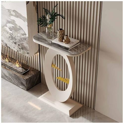 LXHELIVERY Konsolentisch Für Den Eingangsbereich – Schmaler Konsolentisch Mit Metallgestell – Eingangstisch Mit Stauraum Für Eingangsbereich, Flur, Wohnzimmer(White-c,80x30x80 cm) von LXHELIVERY