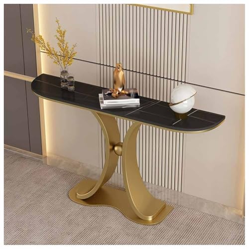LXHELIVERY Konsolentisch – Moderner, Kleiner, Schlanker Beistelltisch – Schmaler Konsolentisch Mit Metallgestell – Ideal Für Wohnzimmer, Flur Und Sofa(Gold-c,120X35X92 cm) von LXHELIVERY