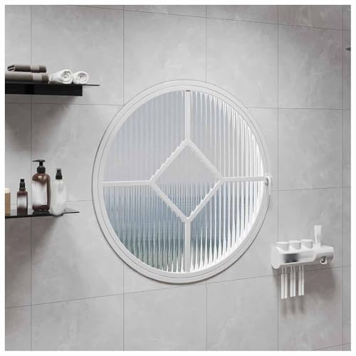 LXHELIVERY Runde, Drehbare Fenster Aus Gehärtetem Glas – 360° Drehbare Lüftungsfenster – Bündig Montiertes Schuppenfenster Für Beleuchtung Und Belüftung(Weiß,80 cm/31.5") von LXHELIVERY