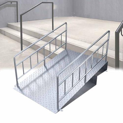 LXHELIVERY Silberne, Tragbare Rollstuhlrampe Mit Handläufen – Rutschfestes Aluminium, Tragkraft 270 Kg – Tragkraft Für Scooter, Gehhilfen, Gehstöcke Und Rollatoren LXHELIVERY Silberne, Tragbare Rollstuhlrampe Mit Handläufen – Rutschfestes Aluminium, Tragkraft 270 Kg – Tragkraft Für Scooter, Gehhilfen, Gehstöcke Und Rollatoren von LXHELIVERY