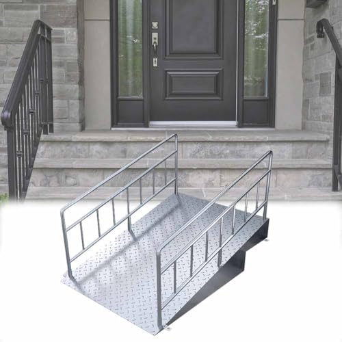 LXHELIVERY Tragbare Rollstuhlrampe Aus Aluminium – Mit Vertikalen Handläufen, Tragkraft 270 Kg – Für Haustreppen, Treppen Und Bordsteine LXHELIVERY Tragbare Rollstuhlrampe Aus Aluminium – Mit Vertikalen Handläufen, Tragkraft 270 Kg – Für Haustreppen, Treppen Und Bordsteine von LXHELIVERY
