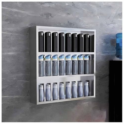 LXHELIVERY Wasserflaschen-Organizer - Edelstahl-Trinkbecherhalter - 2/3-lagiger Getränkehalter Für Mitarbeiter Für Schulen, Fitnessstudios, Tanzsäle(77x15x59.5 cm) von LXHELIVERY