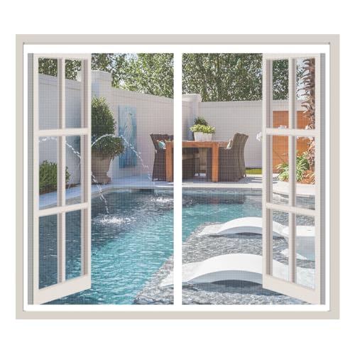 LXHFSH Magnet Fliegengitter Fenster 120x120cm Selbstklebendes Moskitonetz für Fenster, Insektenschutz Magnet Fliegengitter Tür, Fliegenvorhang Automatische Schließung, für Fenster Türen,Weiß-B von LXHFSH