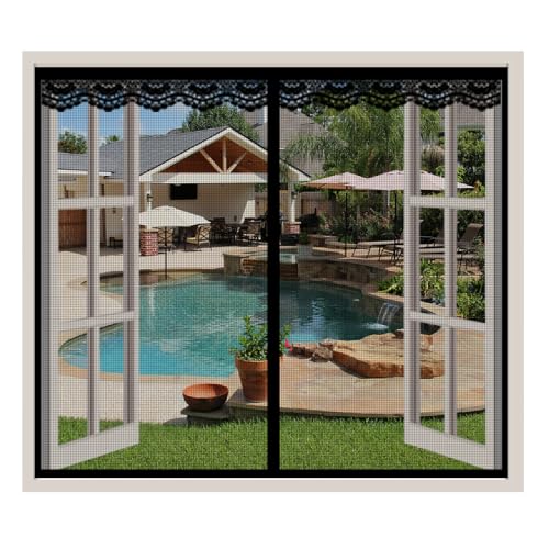 LXHFSH Magnet Fliegengitter Fenster 135x120cm Selbstklebendes Moskitonetz für Fenster, Insektenschutz Magnet Fliegengitter Tür, Fliegenvorhang Automatische Schließung, für Fenster Türen, Schwarz-A von LXHFSH