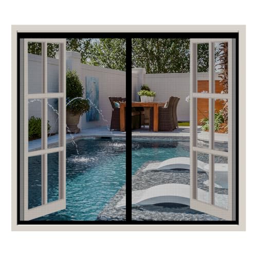LXHFSH Magnet Fliegengitter Fenster 60x60cm Selbstklebendes Moskitonetz für Fenster, Insektenschutz Magnet Fliegengitter Tür, Fliegenvorhang Automatische Schließung, für Fenster Türen,Schwarz-B von LXHFSH