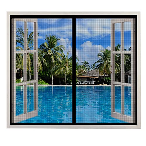 Magnet Fliegengitter Fenster 95cm x 110cm Magnet Fliegengitter Tür, Schwarz Moskitoschutz Fliegenvorhang, Automatisches Schließen, Magnetvorhang Fliegennetz Moskitonetz Für Alle Fenster von LXHFSH