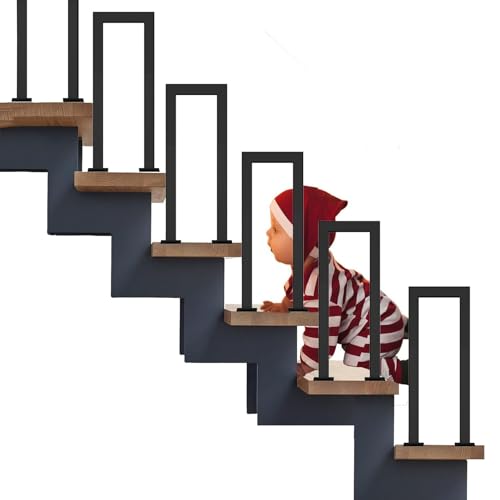 U Förmiger Handlauf Schwarz Treppengeländer aus Eisen Nordic Rutschfester Haltegriff für Drinnen, DraußEn, Villa Bodenmontage Brüstungsgeländer 1 Stück (45CM) von LXHLHWXF