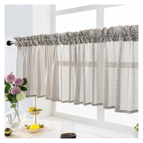 LXHZSY Scheibengardinen Pastoralen Stil Kleine Frische Küche Kaffee Gardinenstange Kleine Vorhang Blaue Spitze Kurzen Vorhang Fertigen Produkt(Khaki,Rod Pocket_W74XH61CM) von LXHZSY