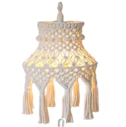 Lampenschirm Hängend Moderne Retro-Lampenschirme for Decken Pendelleuchte Vintage handgestrickte Kronleuchter Quaste Lampenabdeckung Wohnkultur(Style01) von LXHZSY