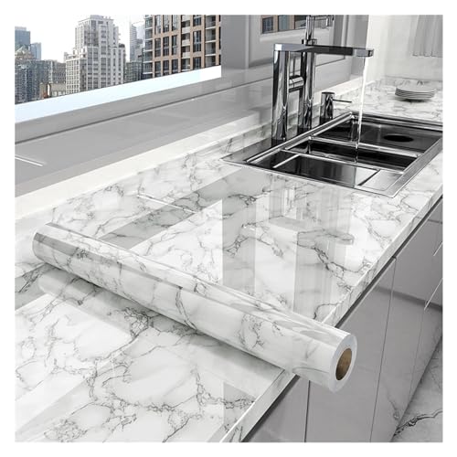 Spritzschutz Küchenrückwand 40 cm Marmor Küche Ölbeständige Folie Herd wasserdichte Selbstklebende Tapete Arbeitsplatte Schrank Renovierung Fliesen Wandaufkleber(10,40cmX10m) von LXHZSY