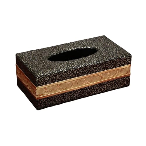 Taschentücher Box Stilvoller Taschentuchhalter aus PU-Leder mit Pumpserviettenspender, rechteckiges Taschentuch for Hotel, Badezimmer, Tisch, Nachttisch, Zuhause(Black Large) von LXHZSY
