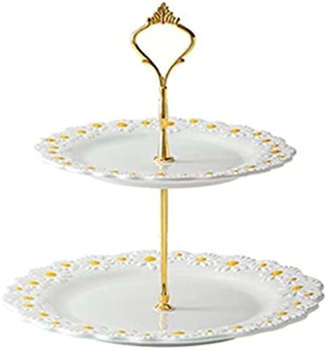 LXINMFEWY Cupcake Ständer Handbemalter Gänseblümchen-kuchenteller Obstteller Kreativer Moderner Dreischicht-süßigkeitsteller Cupcake-ständer FêTe de Mariage von LXINMFEWY