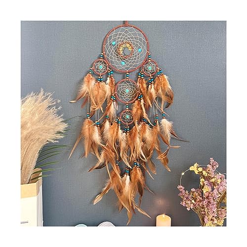 LXINMFEWY Schön Traumfänger Retro 5 Ring Traumfänger Heimdekoration Stein Traumfänger Wandbehang Handgefertigt von LXINMFEWY