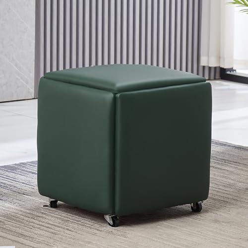 5 in 1 Nesting Ottoman Cube Stool - PU Leather Stackable Seating with Swivel Casters, Movable Footstool for Living Room and Dining Room von LXJBBD
