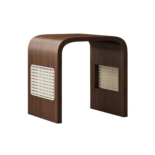 Bambus-Schuhbank, multifunktionaler Rattan-Hocker, gewölbter Fußstütze, Beistelltisch für Schlafzimmer, Wohnzimmer, Balkon, Hauswirtschaftsraum, Korridor von LXJBBD