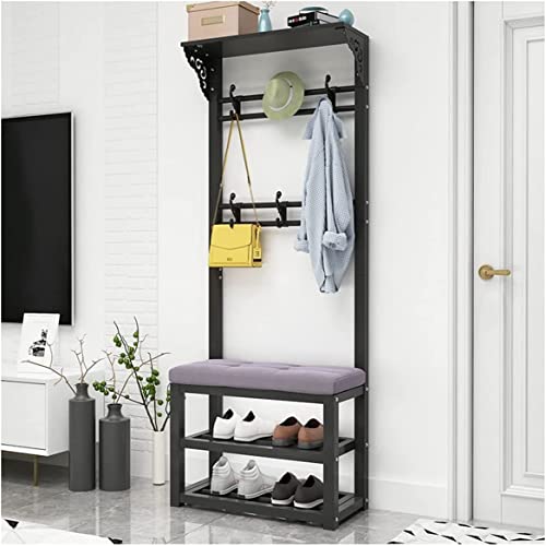 Eingangsgarderobe Aufbewahrungsbank mit Kissensitz, 2-stöckiger Schuhschrank, ideal für Wohnzimmer oder Schlafzimmer, Weiß mit blauem Tuch, funktionales und stilvolles Design von LXJBBD
