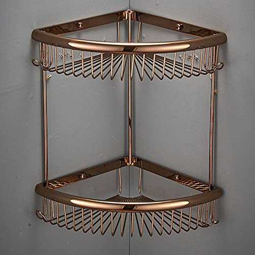 LXJBBD Duschregal mit 2 Ebenen, rostfreies Messing, mit Hakenhalter, Wandmontage, Aufbewahrungs-Organizer für ordentliches Zubehör LXJBBD Duschregal mit 2 Ebenen, rostfreies Messing, mit Hakenhalter, Wandmontage, Aufbewahrungs-Organizer für ordentliches Zubehör von LXJBBD