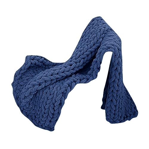 LXJBBD Grob gestrickte Chenille-Decke, Überwurf, handgefertigt, weich, flauschig, Überwurf für Sofa, Bett, Heimdekoration (nur Decke) von LXJBBD