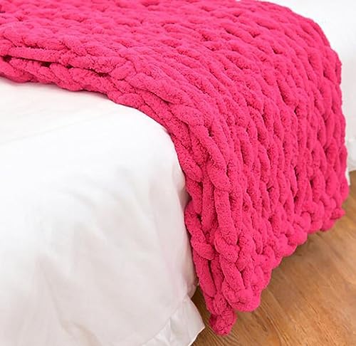 LXJBBD Grob gestrickte Chenille-Decke, Überwurf, handgefertigt, weich, flauschig, Überwurf für Sofa, Bett, Heimdekoration (nur Decke) von LXJBBD