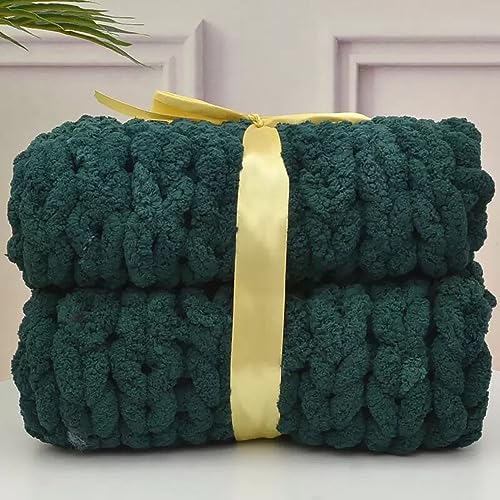 LXJBBD Grob gestrickte Chenille-Decke, Überwurf, handgefertigt, weich, flauschig, Überwurf für Sofa, Bett, Heimdekoration (nur Decke) von LXJBBD