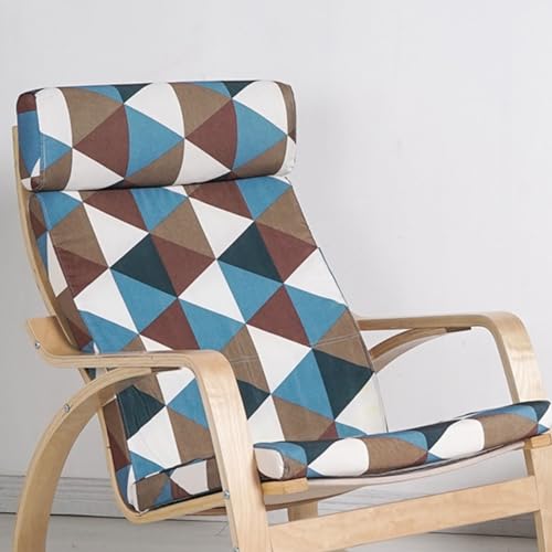 LXJBBD Stuhlkissen Weiches Schaukelstuhl-Ersatzkissen mit abnehmbarem Bezug, dick gepolsterte Baumwolle, rutschfestes Design, blaues Dreiecksmuster von LXJBBD