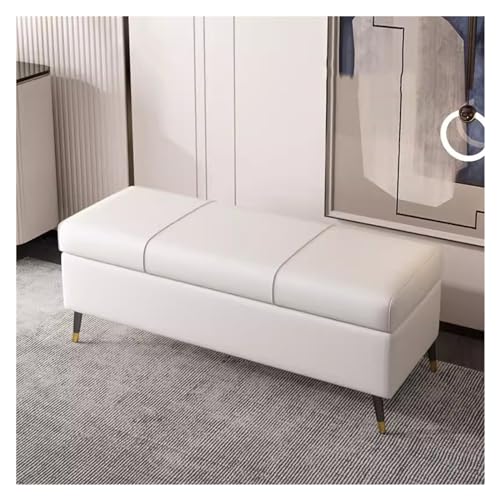 Sitzhocker mit Stauraum, Polsterfußstütze aus Stoff, mit Klappdeckel, modernes Design, ideal für Wohnzimmer und Bettende, mit Metallbeinen von LXJBBD