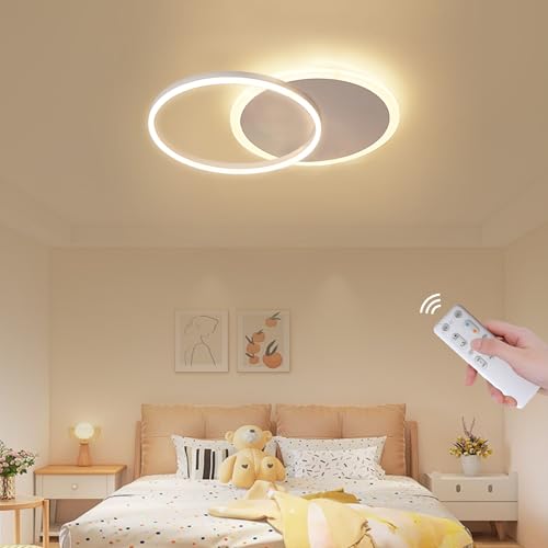 LXJCSM LED Deckenleuchte, 24W Dimmbar Deckenlampe, Modern Lampe Wohnzimmer 55cm 2-ring Led Lampen Deckenlampen, Weiß Aluminium Led Deckenlampe für Schlafzimmer Wohnzimmer Büro Arbeitszimmer LXJCSM LED Deckenleuchte, 24W Dimmbar Deckenlampe, Modern Lampe Wohnzimmer 55cm 2-ring Led Lampen Deckenlampen, Weiß Aluminium Led Deckenlampe für Schlafzimmer Wohnzimmer Büro Arbeitszimmer von LXJCSM