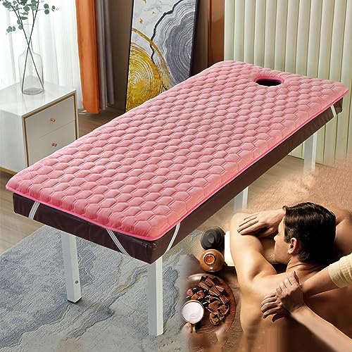 LXJDDLD Massagetisch-Bettmatratzenauflage,Rutschfester Lash Bed Topper Mit Quadratischem Kopf,Massageliege Matratzenauflage Mit Atemloch,Spa-Bettmatratze Für Massagezubehör,Rosa,60x180cm 6cm von LXJDDLD