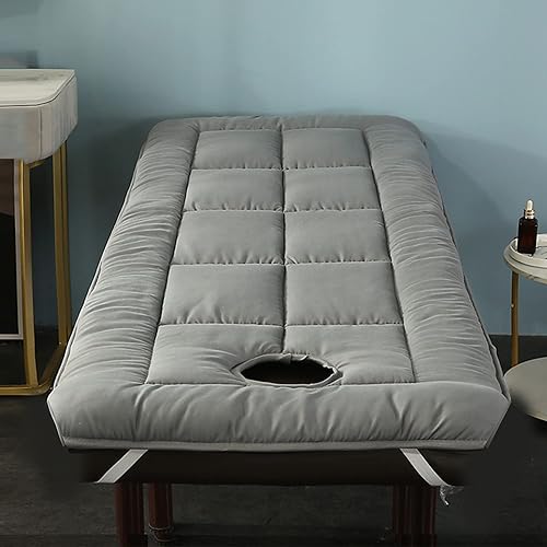 LXJDDLD Matratzenauflage Für Massageliegen,Massagetisch-Bettmatratzenauflage Mit Atemloch,Lash Bed Topper Mit Quadratischem/Rundem/Trapezförmigem Kopfteil,Spa-Bett Schutzauflage,Gray t,80x190cm von LXJDDLD