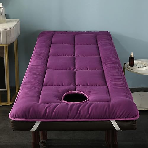 LXJDDLD Matratzenauflage Für Massageliegen,Massagetisch-Bettmatratzenauflage Mit Atemloch,Lash Bed Topper Mit Quadratischem/Rundem/Trapezförmigem Kopfteil,Spa-Bett Schutzauflage,Purple s,60x180cm von LXJDDLD