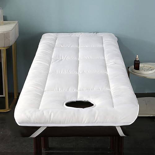 LXJDDLD Matratzenauflage Für Massageliegen,Massagetisch-Bettmatratzenauflage Mit Atemloch,Lash Bed Topper Mit Quadratischem/Rundem/Trapezförmigem Kopfteil,Spa-Bett Schutzauflage,White r,60x180cm von LXJDDLD