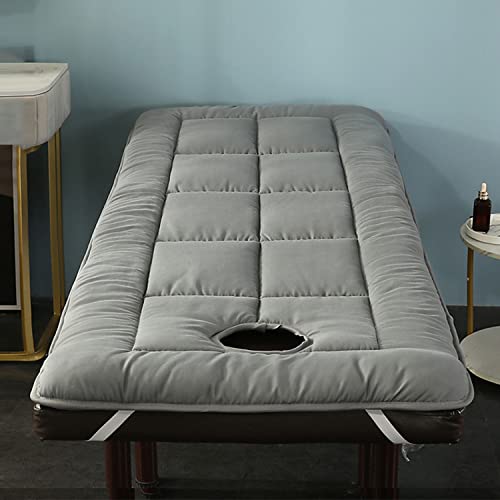 LXJDDLD Spa Bed Cushion Topper,Lash Bed Topper Cover for Massage Table with Four Corner Straps&Facial Breathing Hole,Mattress Pad Square/Round/Trapezoidal Head(Bed Not Included),Gray s,70x190cm von LXJDDLD