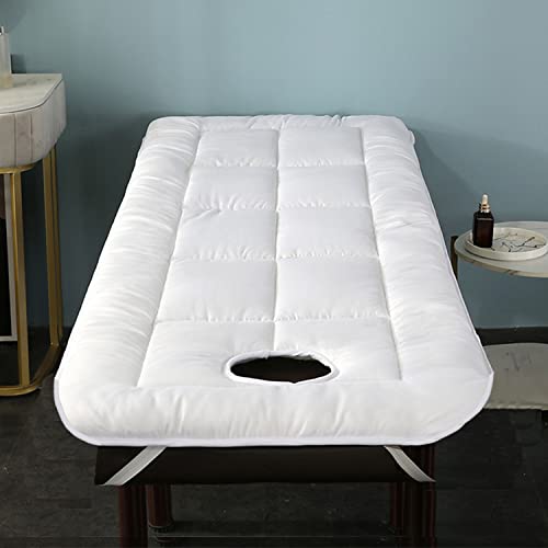 LXJDDLD Spa Bed Cushion Topper,Lash Bed Topper Cover for Massage Table with Four Corner Straps&Facial Breathing Hole,Mattress Pad Square/Round/Trapezoidal Head(Bed Not Included),White r,80x190cm von LXJDDLD