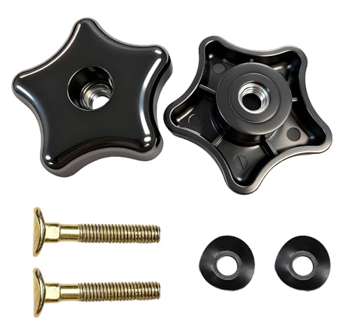 LXJZCP 2-teiliges Griffknauf- und Bolzen-Set mit gebogenen Unterlegscheiben für Toro-Rasenmäher/Schneefräsen, rostbeständige Eisenschrauben, Kunststoffknöpfe mit integrierter Metallschraube (3 von LXJZCP