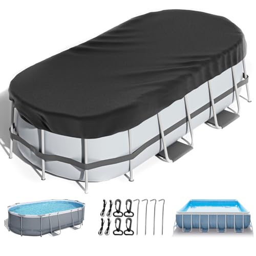 LXKCKJ Poolabdeckung rechteckig 400x200 cm | Rechteckige Poolabdeckung für oberirdisches Schwimmbad und Zubehör Set, kältebeständig, UV-beständig, staubdicht | 475 x 290 cm Pool Abdeckung von LXKCKJ