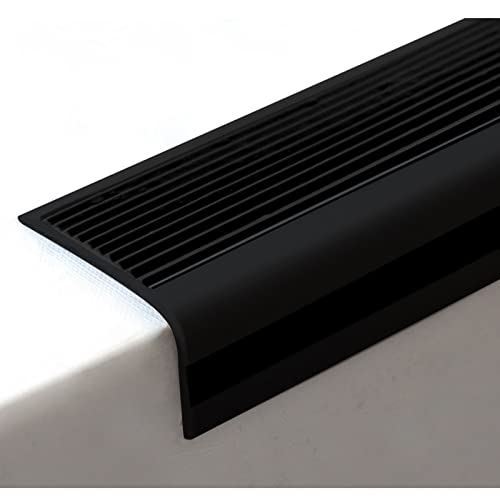 Übergangsprofil Anti-Rutsch Treppenkantenschutz Selbstklebend, Schwarz PVC Stufenabschlussleisten, Treppenkantenschutzleiste Für Drinnen Und Draußen (Size : 2m/6.5ft) von LXLA