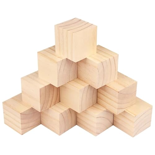 12/24 Stück 35/40/50 mm Holzblöcke for Basteln, Würfel aus natürlichem Kiefernholz, Quadrate, DIY-Kunst, Malen, Schnitzen, Puzzleherstellung(4cm,12pcs) von LXLAEOANG