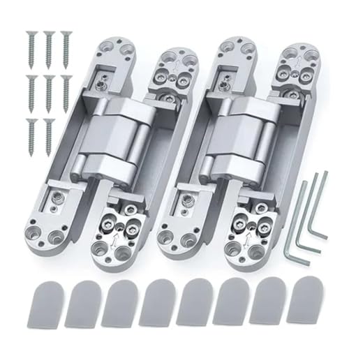 2 STÜCKE 40/80 KG Gewicht Tür 180 Grad Öffnung Einstellbare Versteckte Scharnier Flügel Innen Tor Unsichtbare für Schränke, Wandschränke(2PCS 80KG-silver) von LXLAEOANG