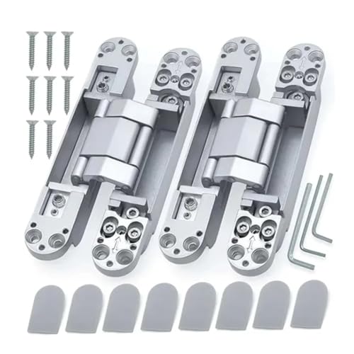 2 STÜCKE 40/80KG Tür mit 180 Grad verstellbarem verstecktem Scharnier Haushalts-Hardware-Zubehör Verdecktes für Schränke, Wandschränke(2PCS 80KG-silver) von LXLAEOANG
