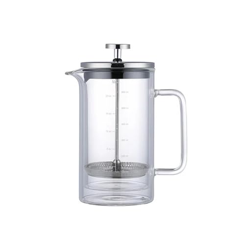 LXLAEOANG Doppelschicht-Presskanne, handgebrühter Kaffeefilter, Presskanne, hitzebeständiges Borosilikatglas, Teekanne(300ml) von LXLAEOANG