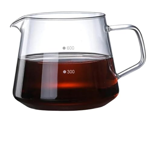 LXLAEOANG Kaffee-Server, Glas-Kaffeekanne, Hitzebeständiger Glaskessel, Sharing Pot, 600/300 Ml, Pour Over Coffee, Espresso Maker Zubehör(600ML) von LXLAEOANG