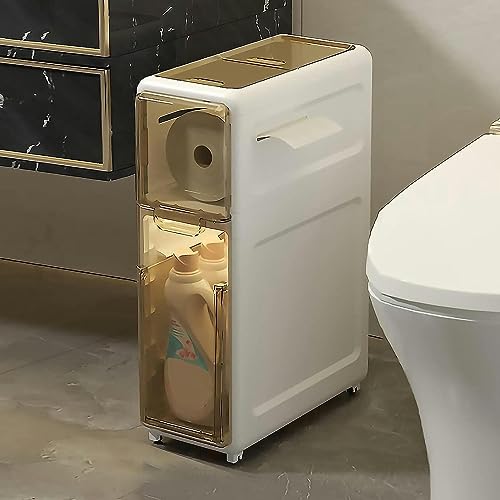 LXLCFHTD Stackable Plastic Storage Drawers on Wheels for Bathroom Organization Tall Narrow Cabinet with Clear Drawers Large Capacity Cosmetic Organizer Sturdy and Durable 2 Tier(2 Tier) von LXLCFHTD