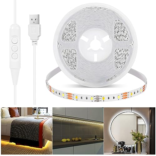 LED Streifen 5M Dimmbar 2800K-6500K Warmweiß Neutralweiß Kaltweiß, 3 Farbtemperaturen Selbstklebend LED Lichtband, Flexibel Zuschneidbare DIY Streifen für Decken,Schränke,Kleiderschränke,Treppen LED Streifen 5M Dimmbar 2800K-6500K Warmweiß Neutralweiß Kaltweiß, 3 Farbtemperaturen Selbstklebend LED Lichtband, Flexibel Zuschneidbare DIY Streifen für Decken,Schränke,Kleiderschränke,Treppen von LXLQZXW