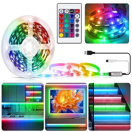 LED Strip 5m,RGB LED TV Hintergrundbeleuchtung für 40-85 Zoll TV/PC,USB Farbwechselnde LED Streifen mit Fernbedienung,Flexibel Selbstklebend LED Beleuchtungslichtleiste für Schränke,Treppen,Party,DIY von LXLQZXW